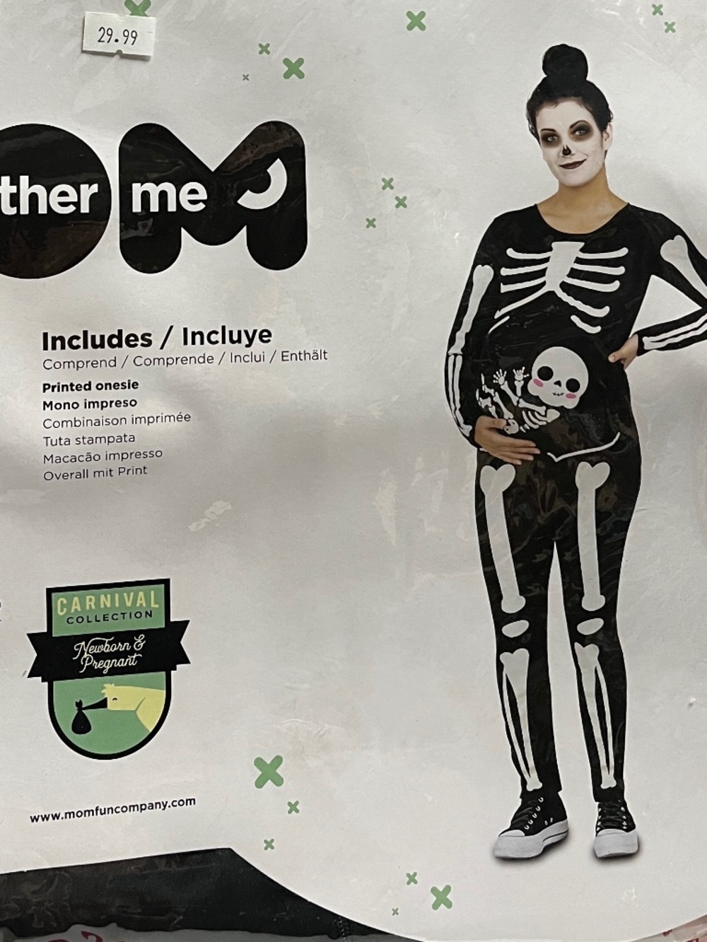 Adult Maternity Costume Skeleton Mom Size Medium New